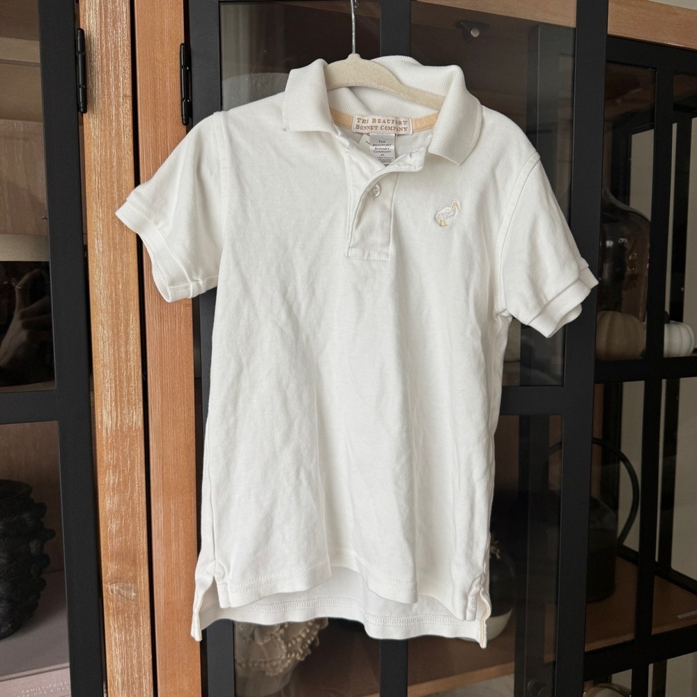TBBC Prim & Proper Polo short sleeve toddler boys Worth Avenue White Stork pima - Picture 4 of 8